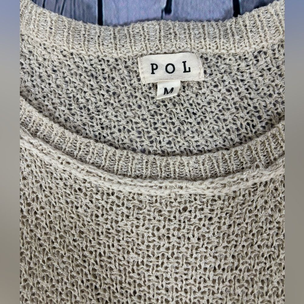 POL Oversize Open Knit Crochet Gone for Brunch Graphic Casual Comfy Sweater M - Picture 4 of 8